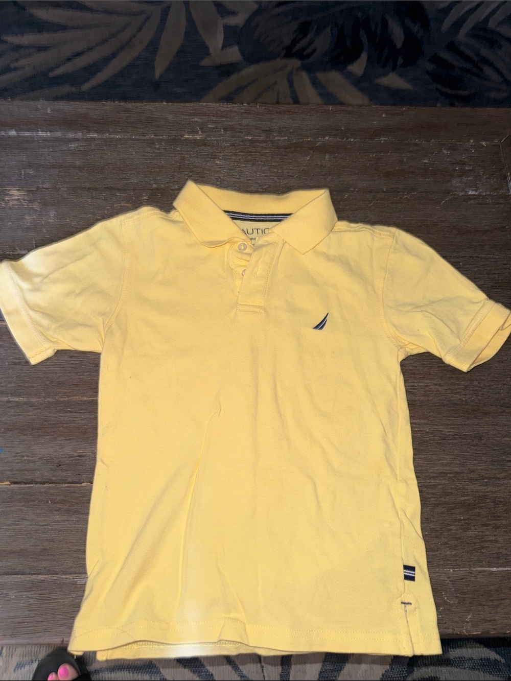 Nautica Boys' Yellow Polo with Navy Sail Logo S shirt short sleeve collard